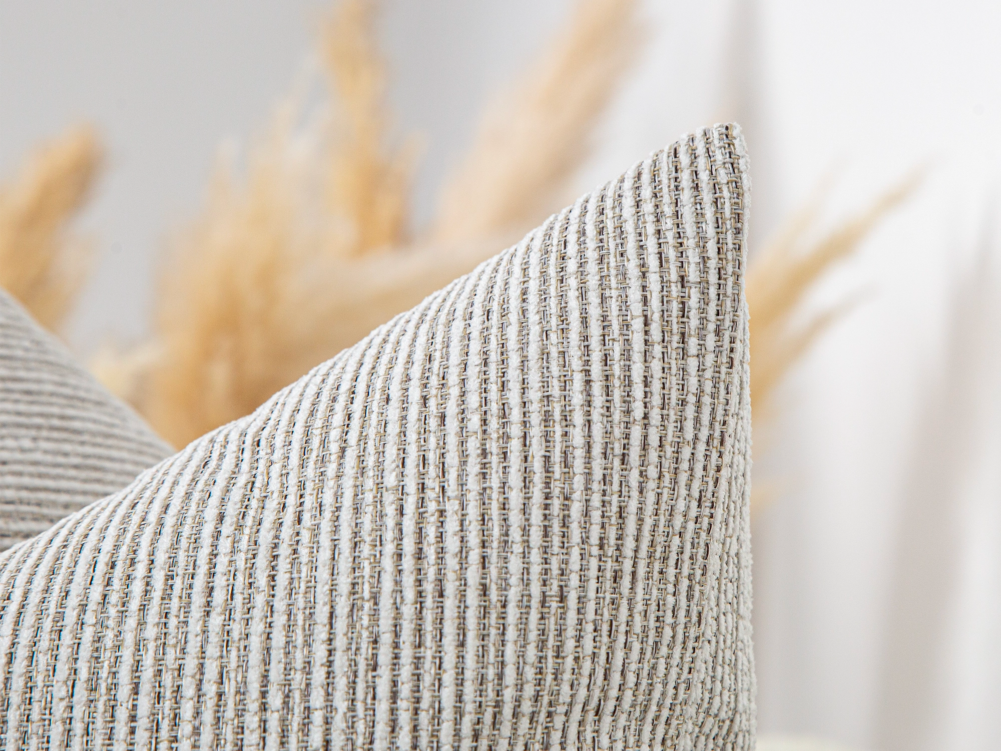 Neutral Pinstripe Throw Pillow Cover