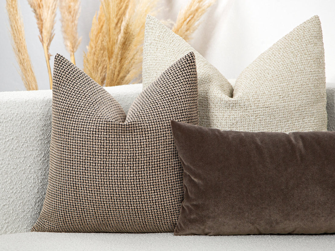 Beige and Black Basket Weave Pillow Cover