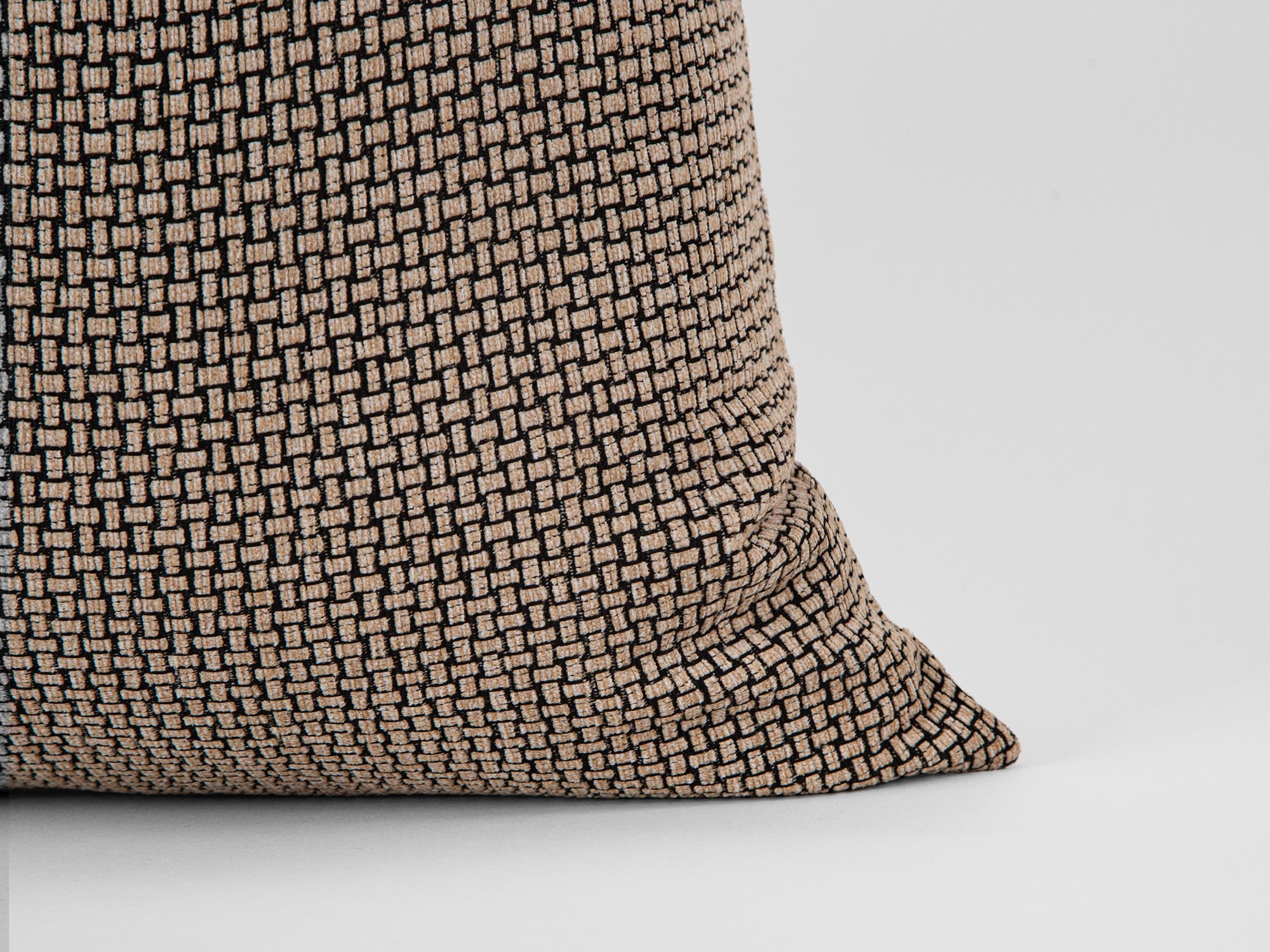 Beige and Black Basket Weave Pillow Cover