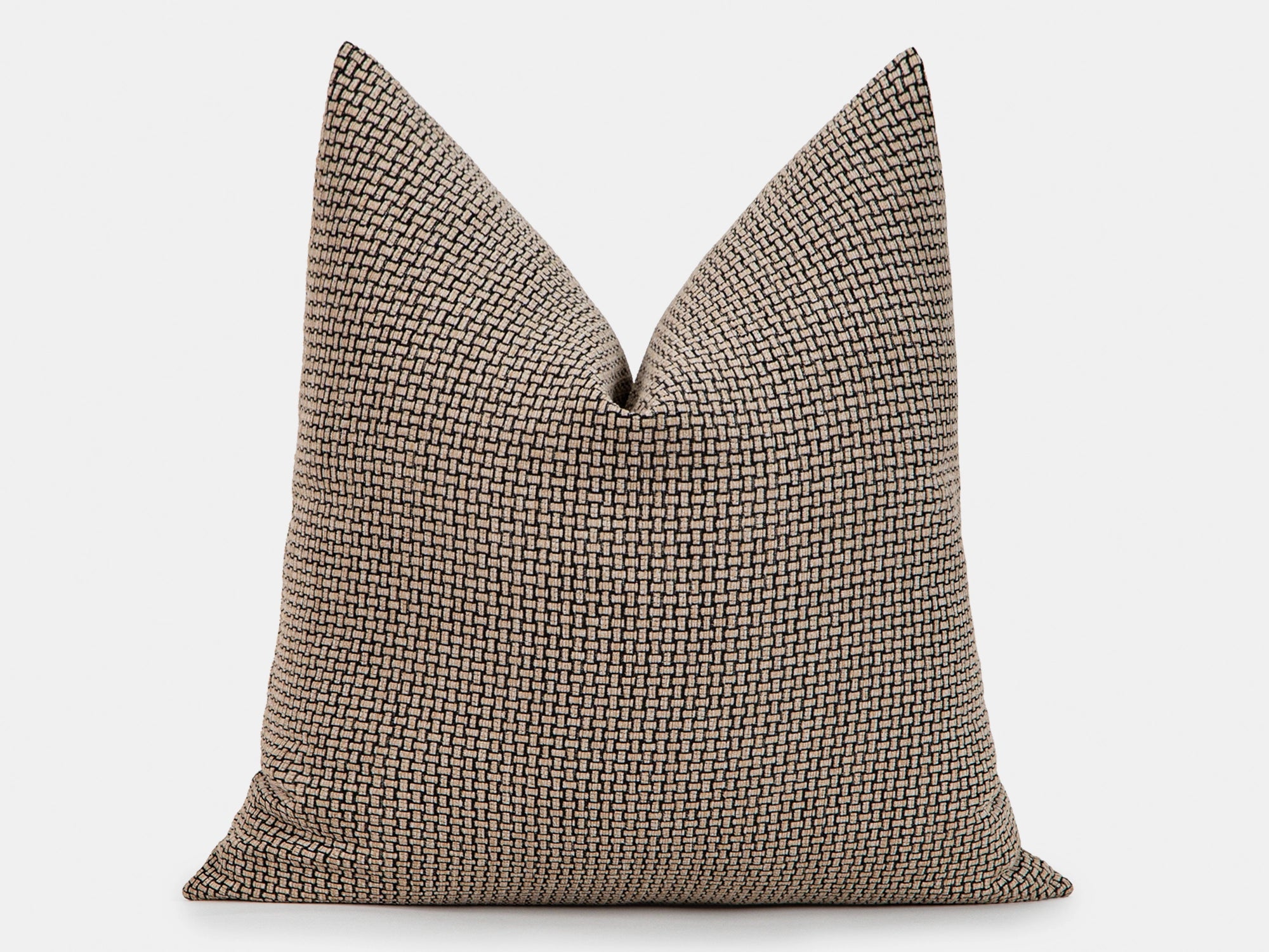 Beige and Black Basket Weave Pillow Cover