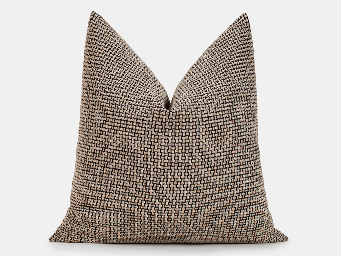 Beige and Black Basket Weave Pillow Cover