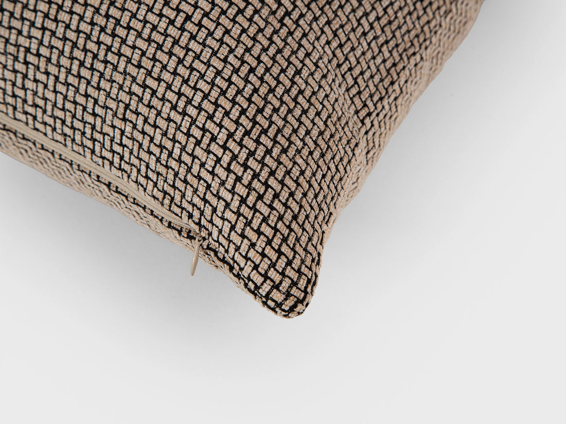 Beige and Black Basket Weave Pillow Cover
