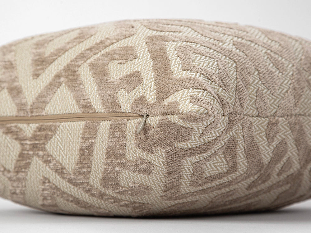 Beige Textured Ethnic Pillow Cover