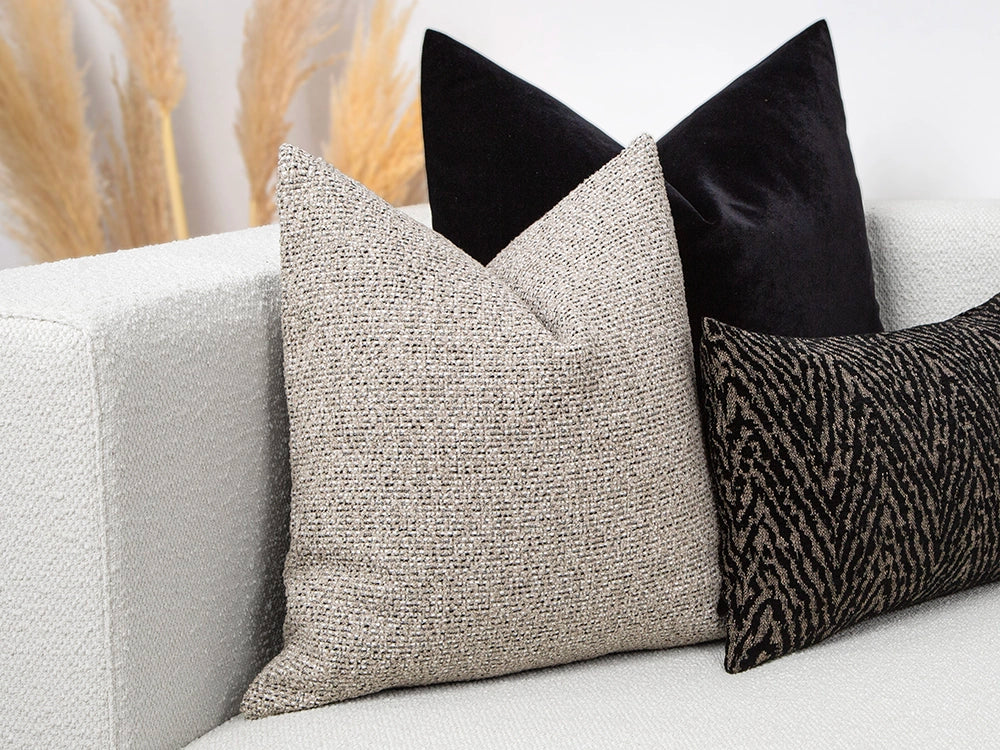 Tan Beige Woven Pillow Cover