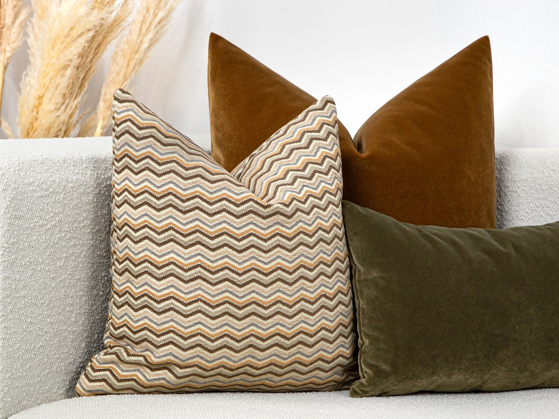 Beige Chevron Throw Pillow Cover