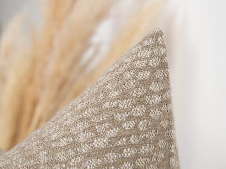 Beige Dotted Woven Pillow Cover