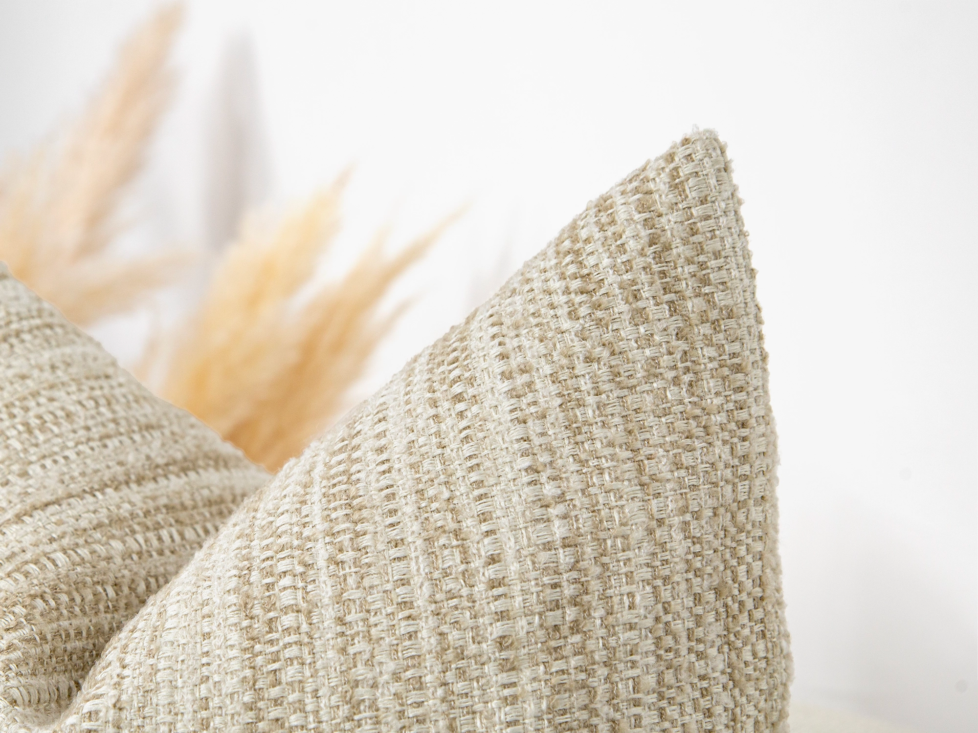 Beige Tweed Pillow Cover - Boho & Textured