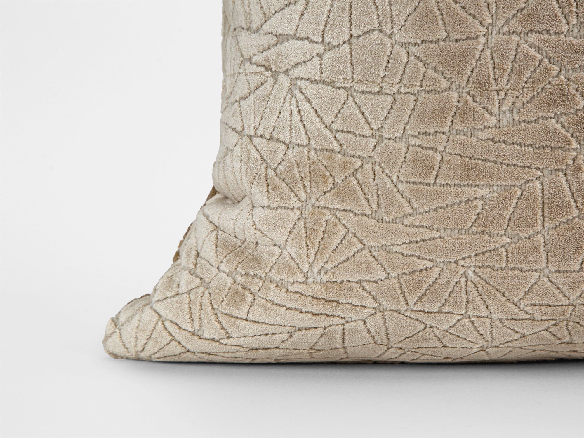 Beige Cut Velvet Luxury Pillow Cover