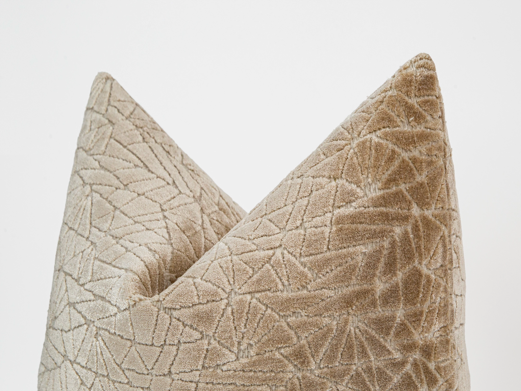 Beige Cut Velvet Luxury Pillow Cover