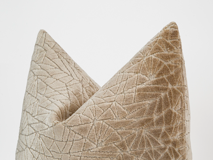 Beige Cut Velvet Luxury Pillow Cover