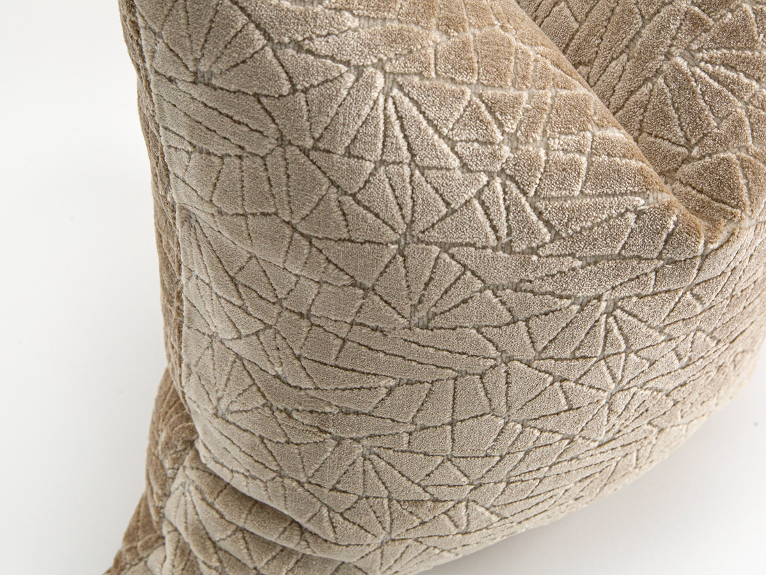 Beige Cut Velvet Luxury Pillow Cover