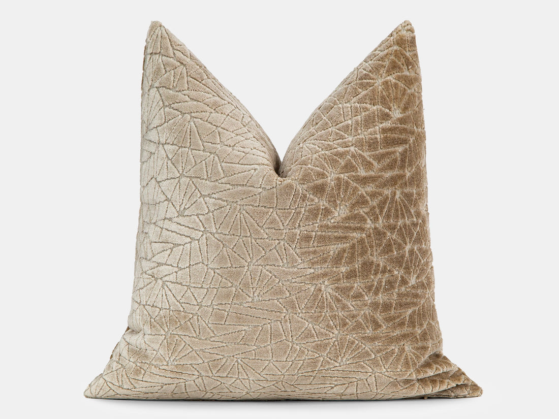 Beige Cut Velvet Luxury Pillow Cover