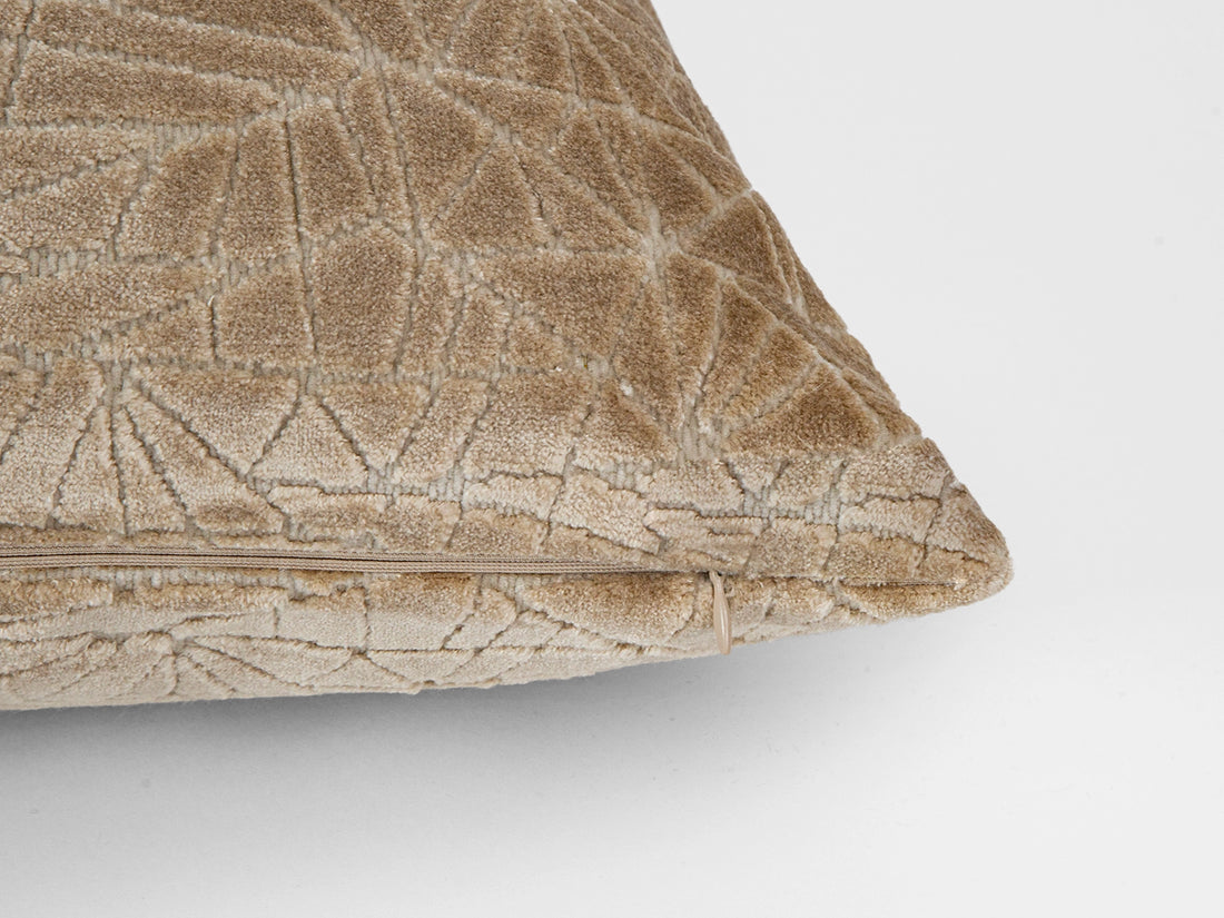 Beige Cut Velvet Luxury Pillow Cover