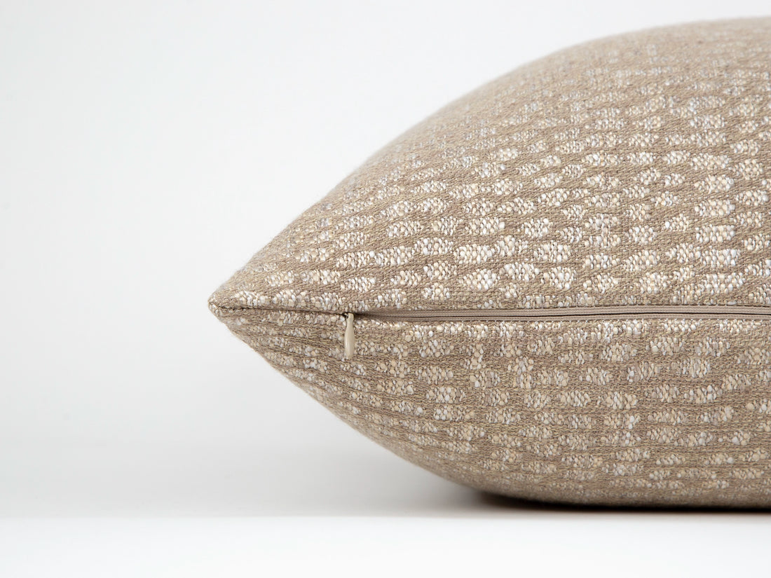 Beige Dotted Woven Pillow Cover