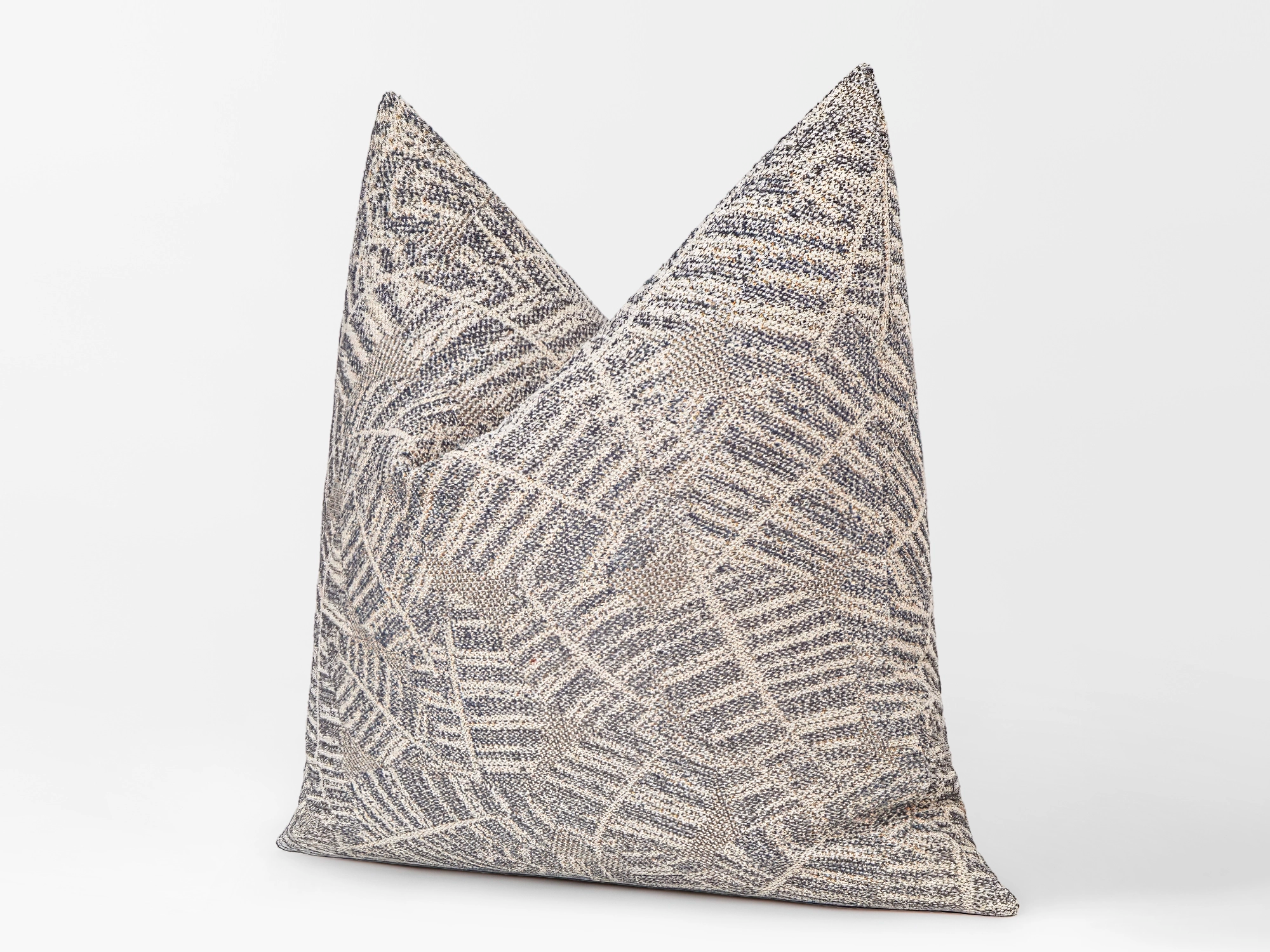 Beige & Dusty Blue Woven Pillow Cover
