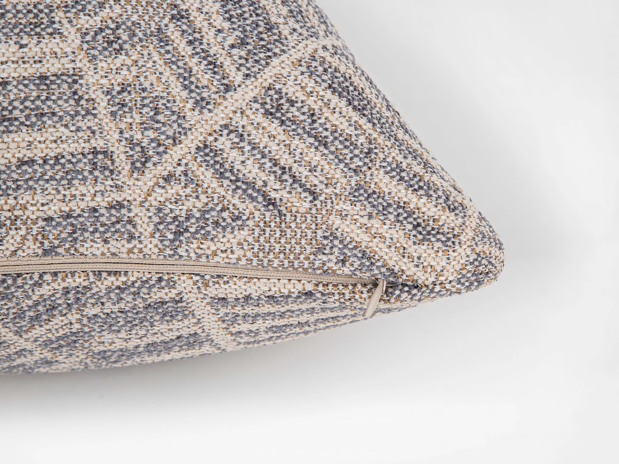 Beige & Dusty Blue Woven Pillow Cover
