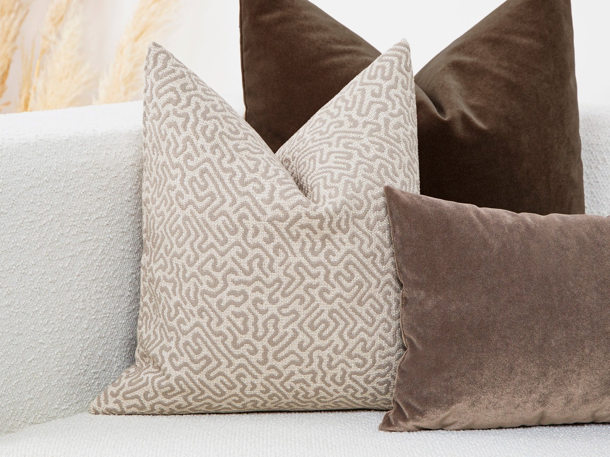 Beige Woven Geometric Pillow Cover
