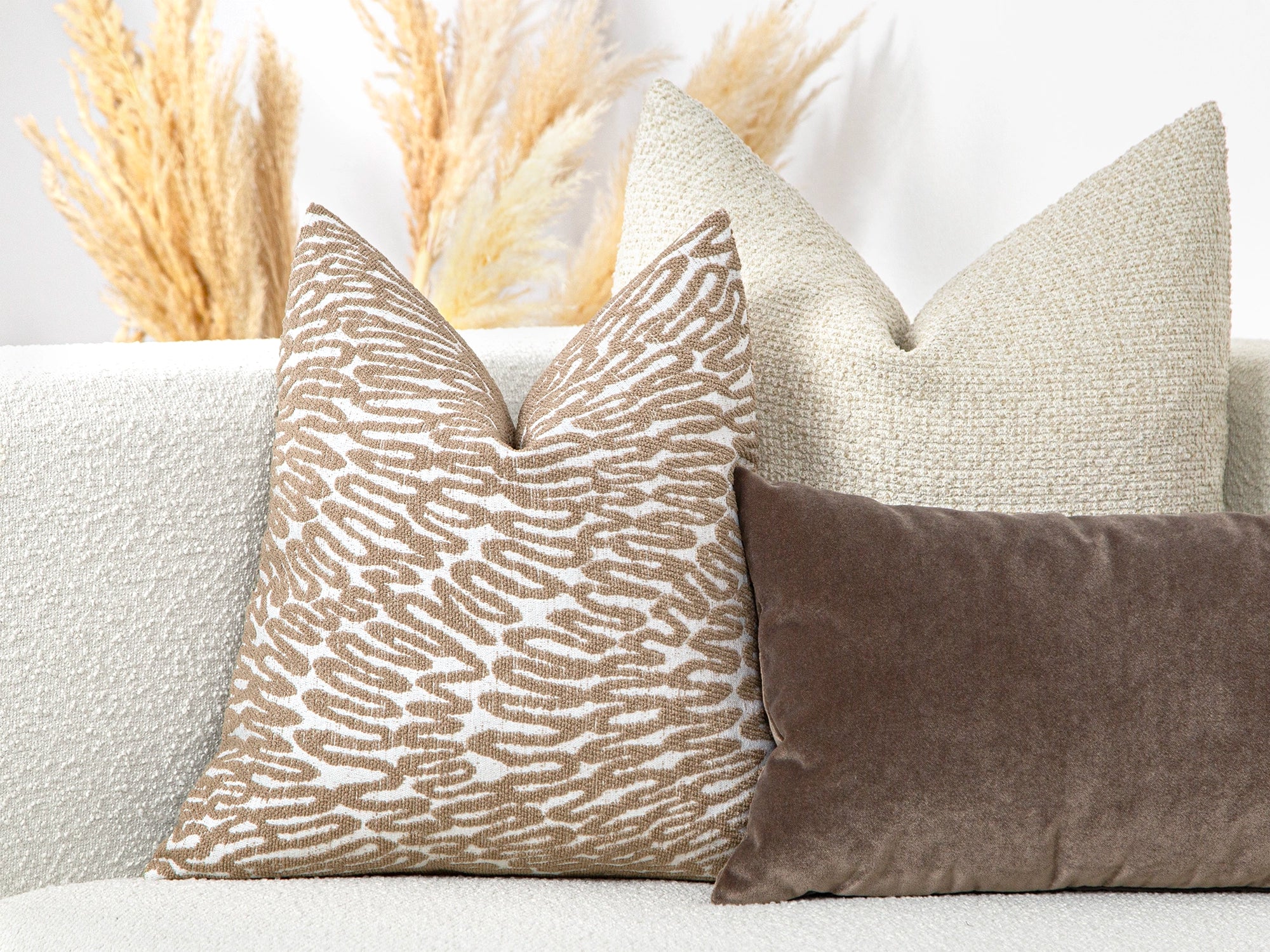 Beige Abstract Textured Pillow Cover