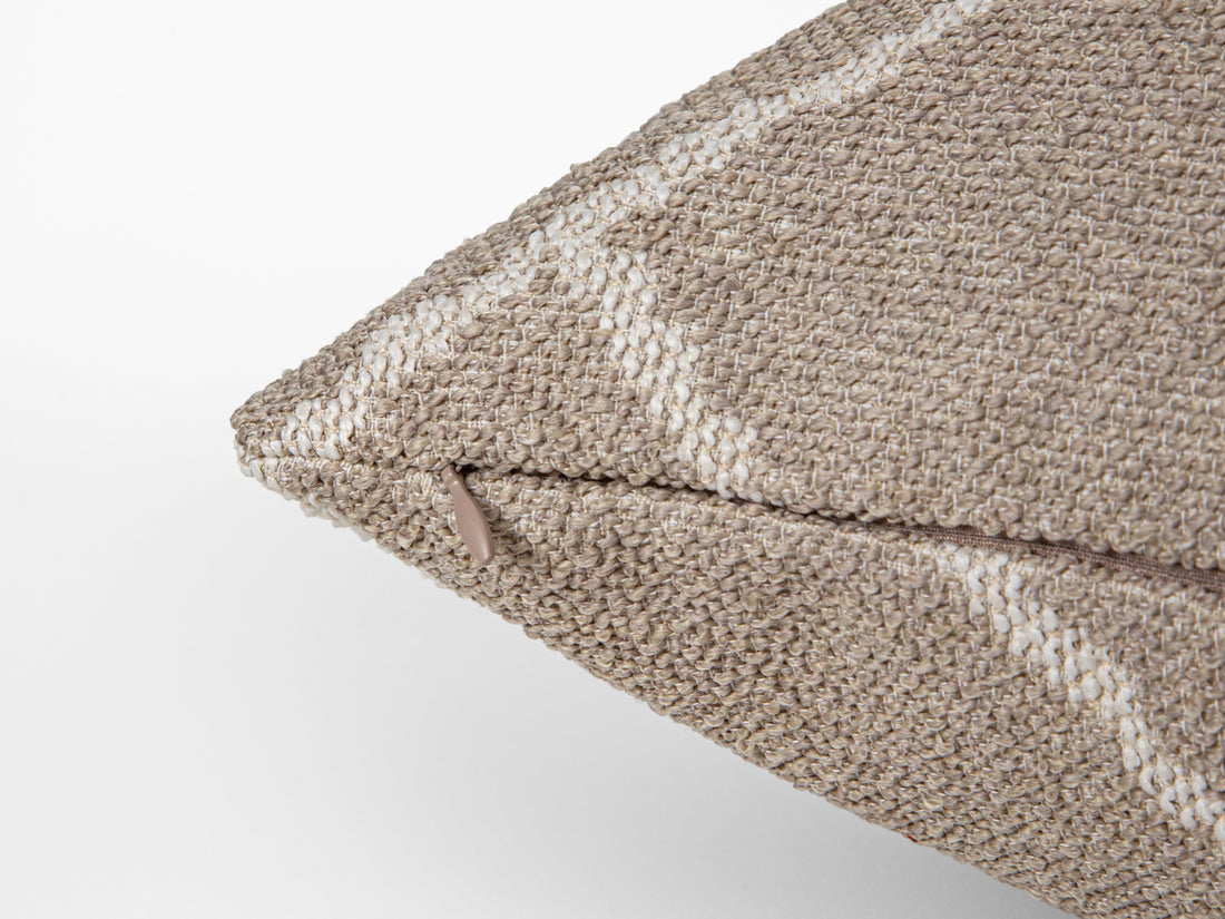 Beige Geometric Woven Pillow Cover