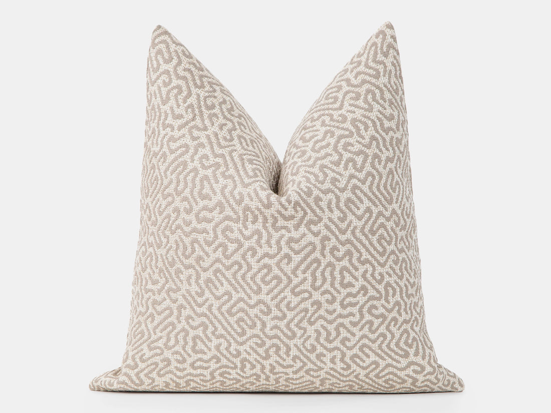 Beige Woven Geometric Pillow Cover