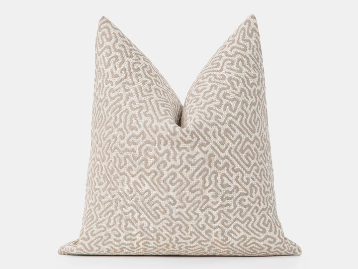 Beige Woven Geometric Pillow Cover