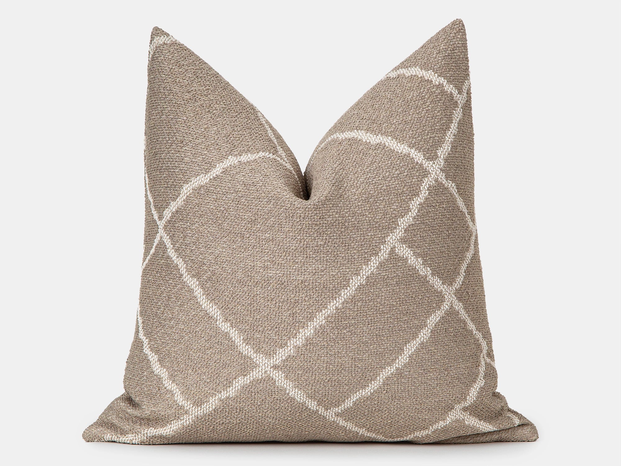 Beige Geometric Woven Pillow Cover