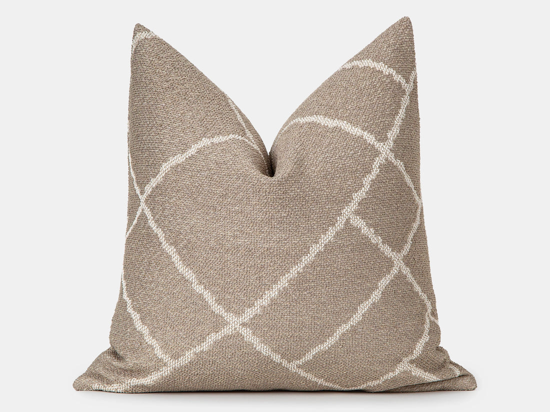 Beige Geometric Woven Pillow Cover