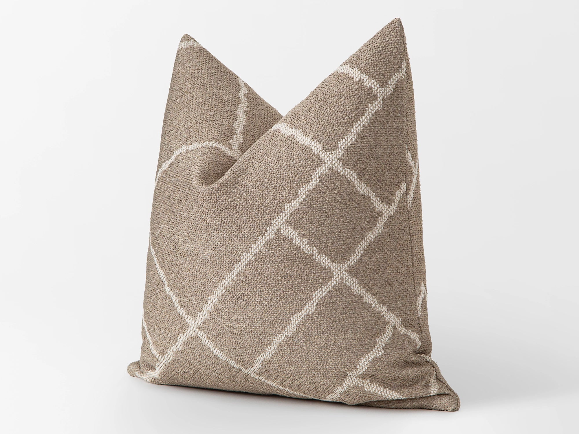 Beige Geometric Woven Pillow Cover