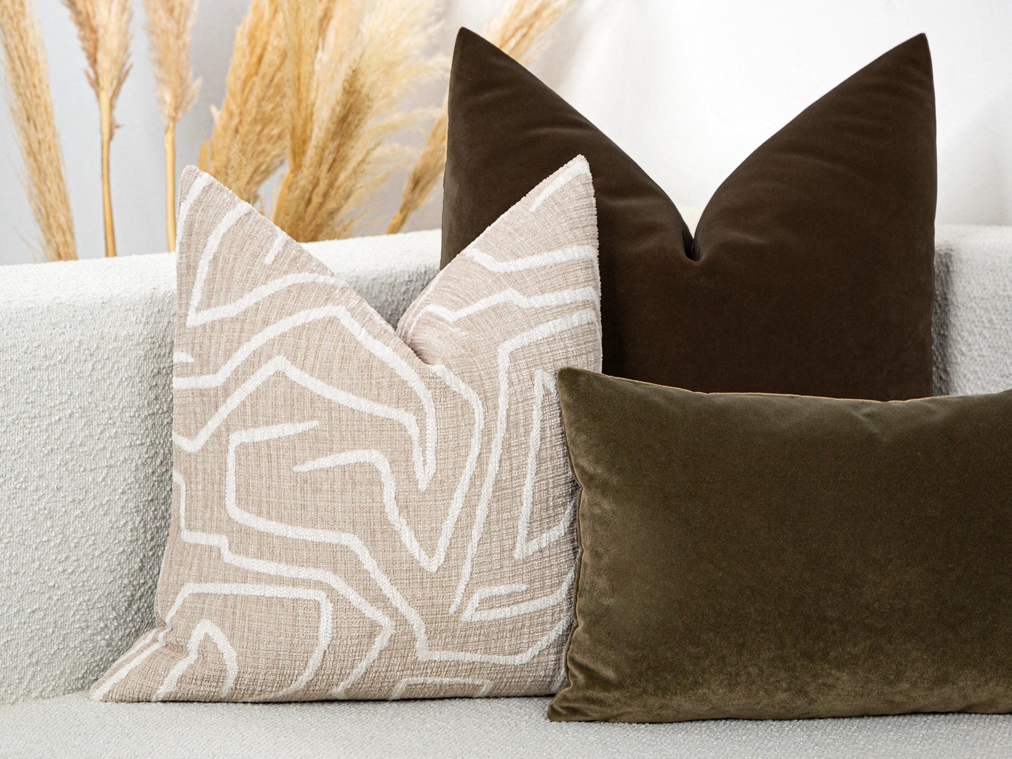 Beige and Ivory Graffito Pillow Cover