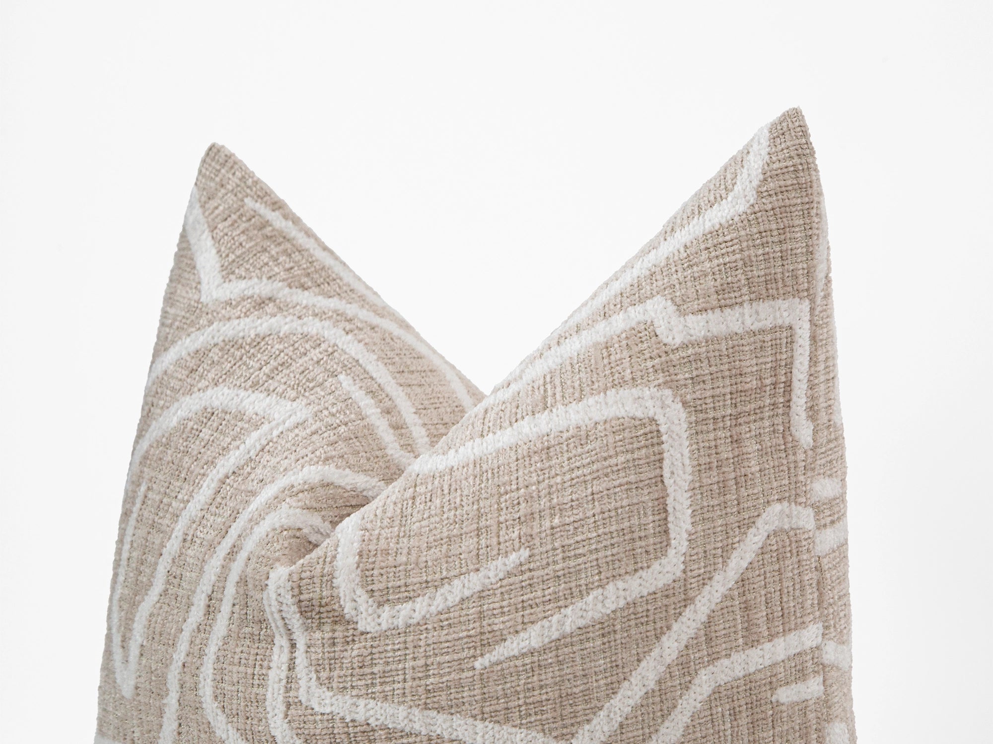 Beige and Ivory Graffito Pillow Cover