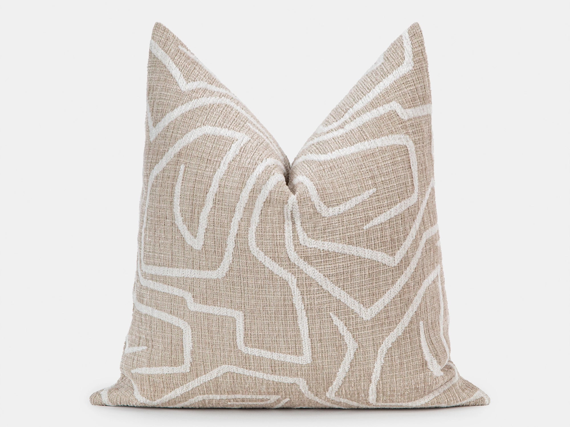 Beige and Ivory Graffito Pillow Cover