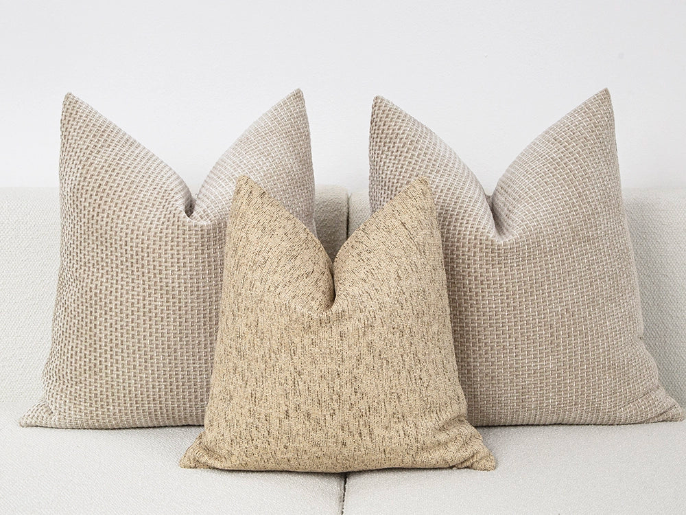 Sandy Beige Linen Pillow Cover - Woven & Earthy