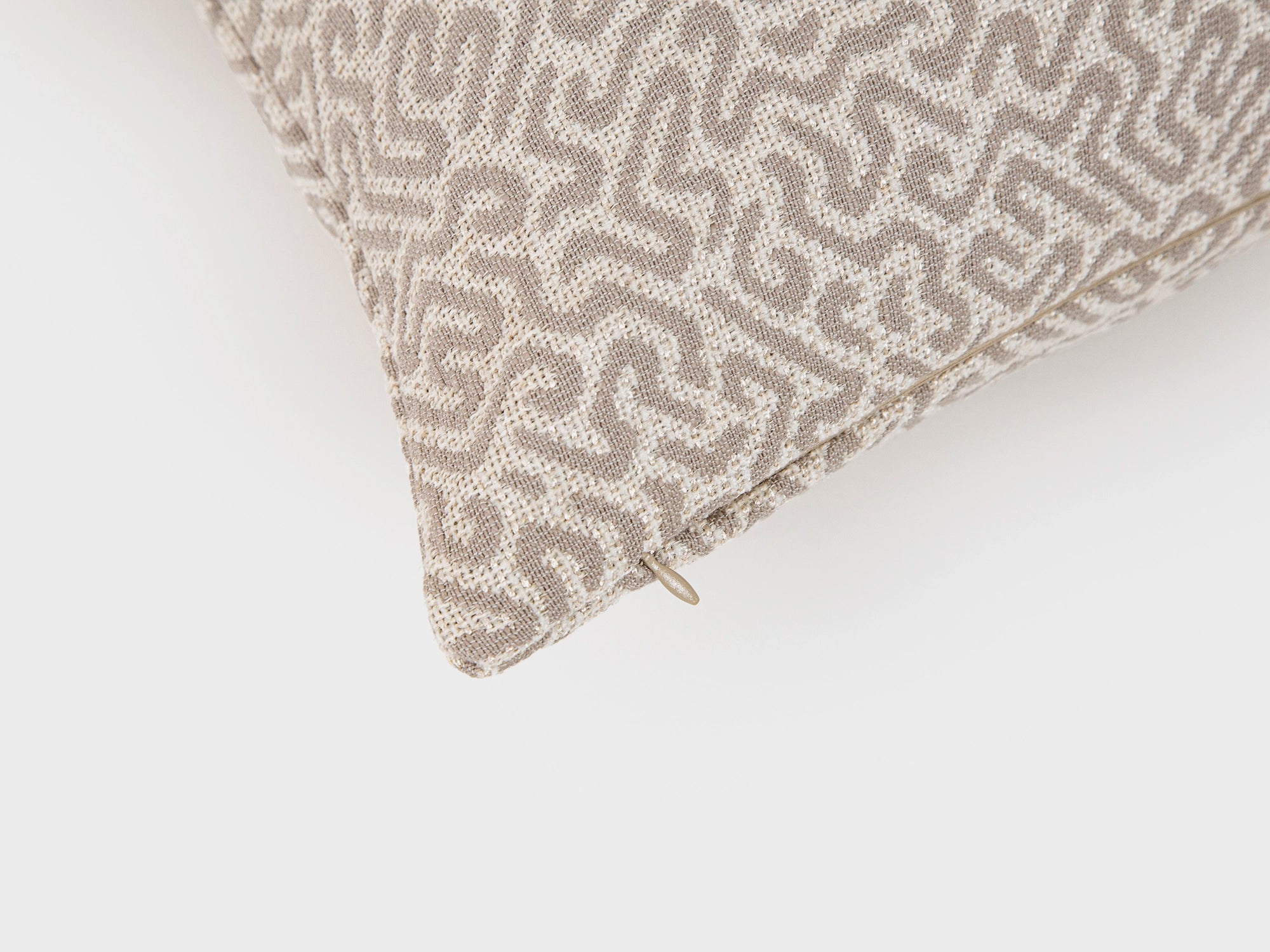 Beige Woven Geometric Pillow Cover