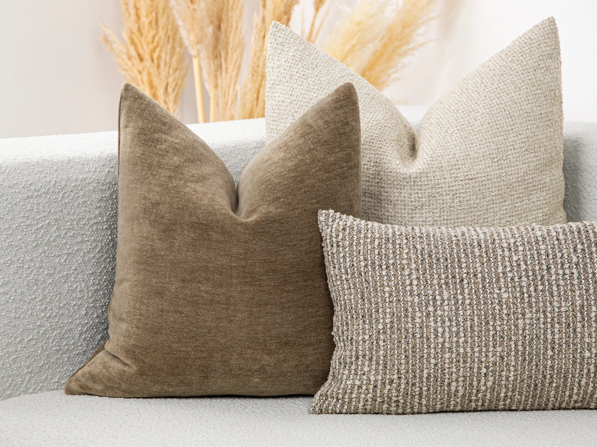 Beige Mohair Velvet Pillow Cover