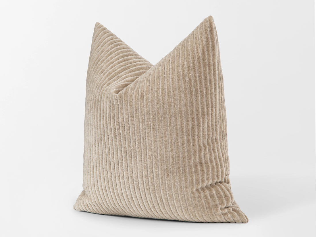 Beige Corduroy Mohair Velvet Pillow Cover
