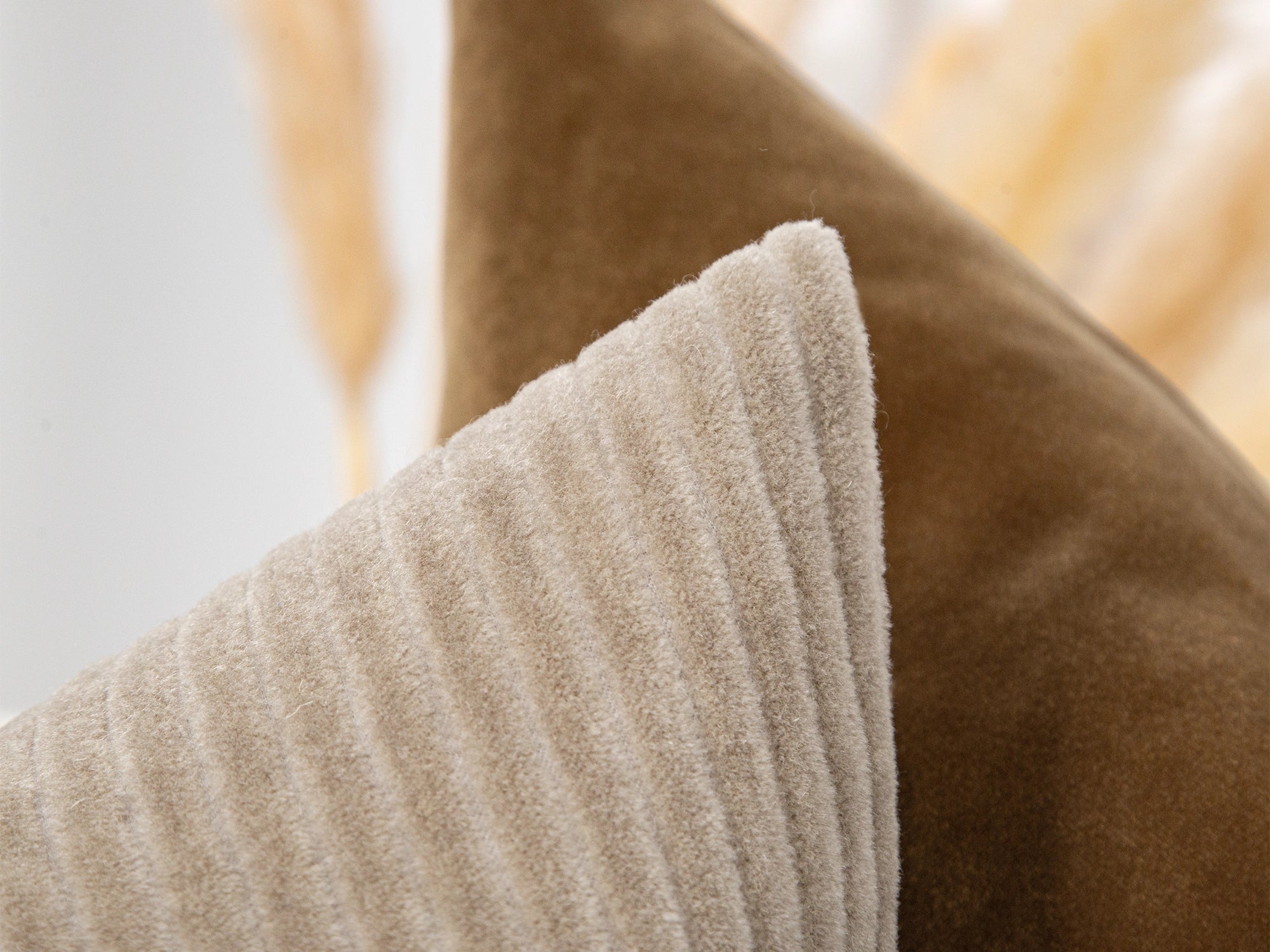 Beige Corduroy Mohair Velvet Pillow Cover