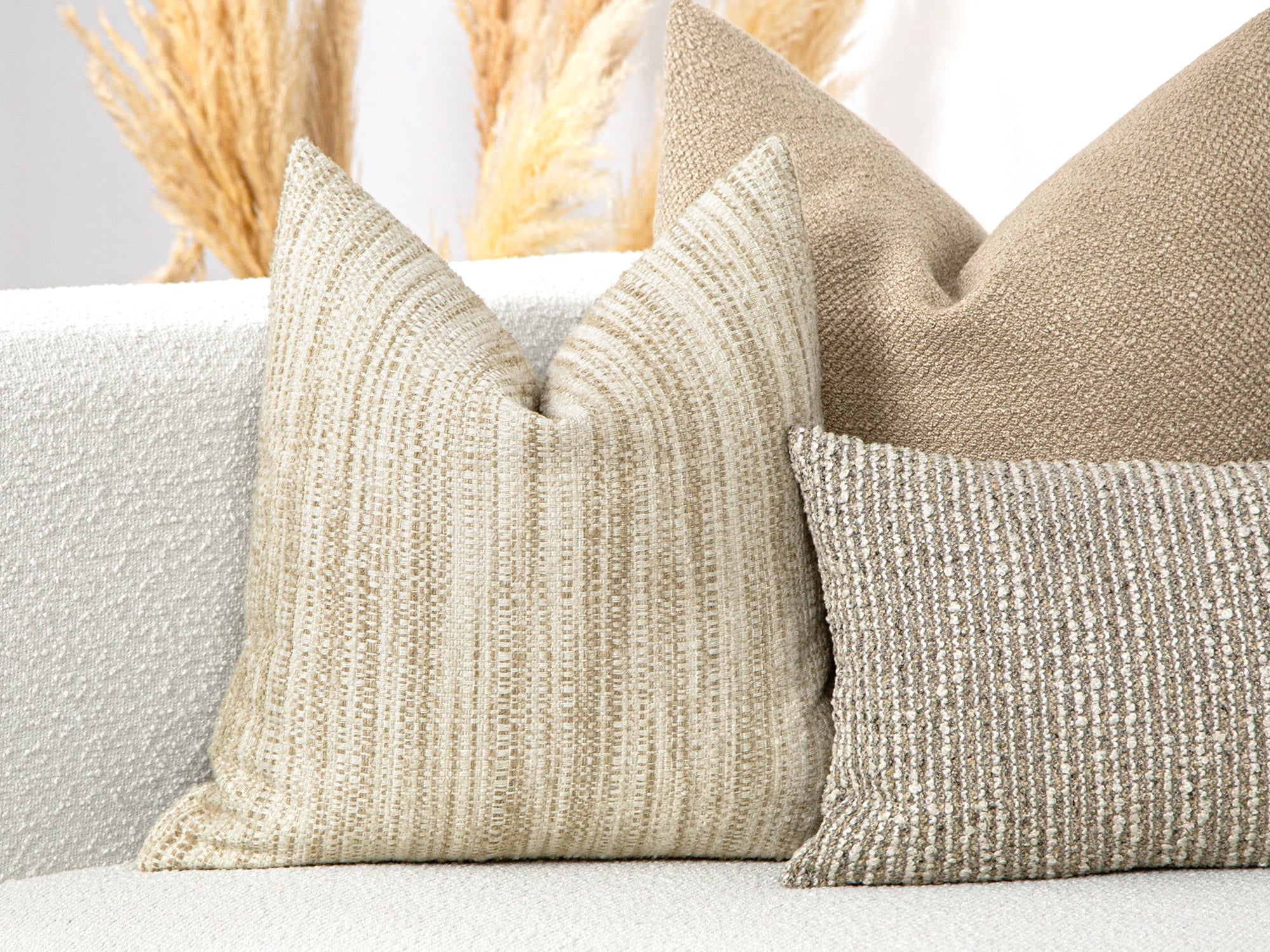 Beige Tweed Pillow Cover - Boho & Textured
