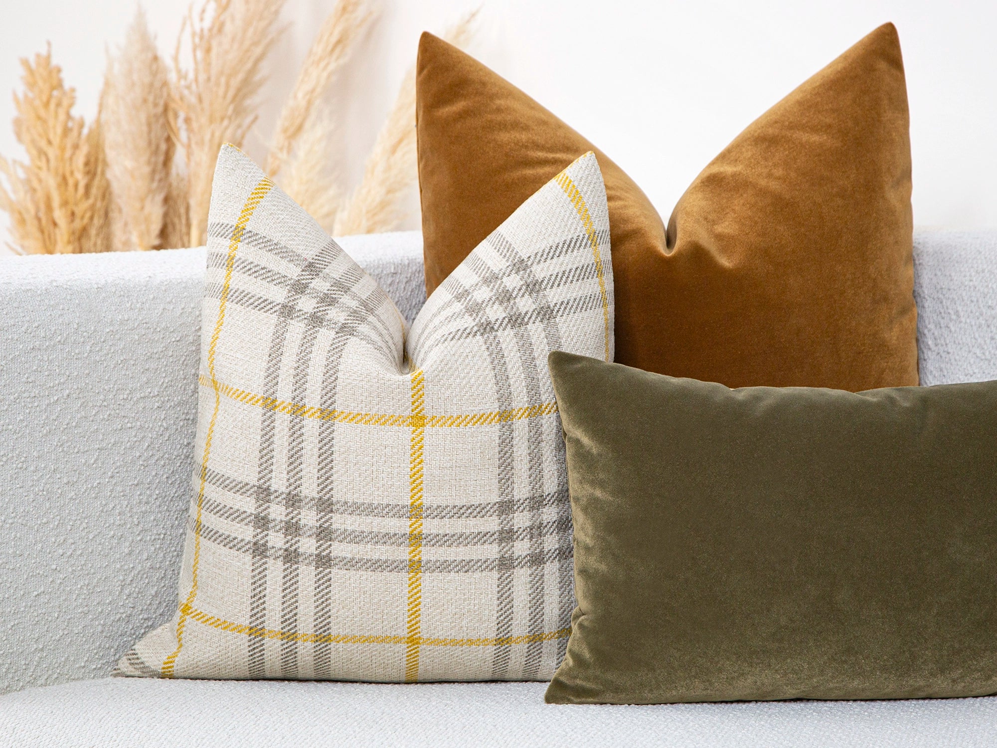 Beige Plaid Pillow Cover