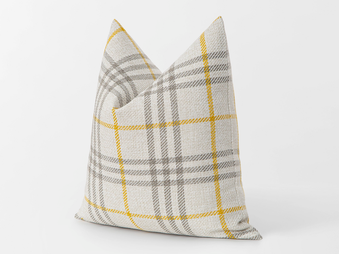 Beige Plaid Pillow Cover