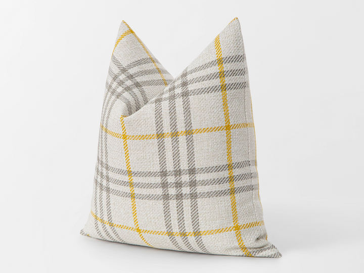 Beige Plaid Pillow Cover