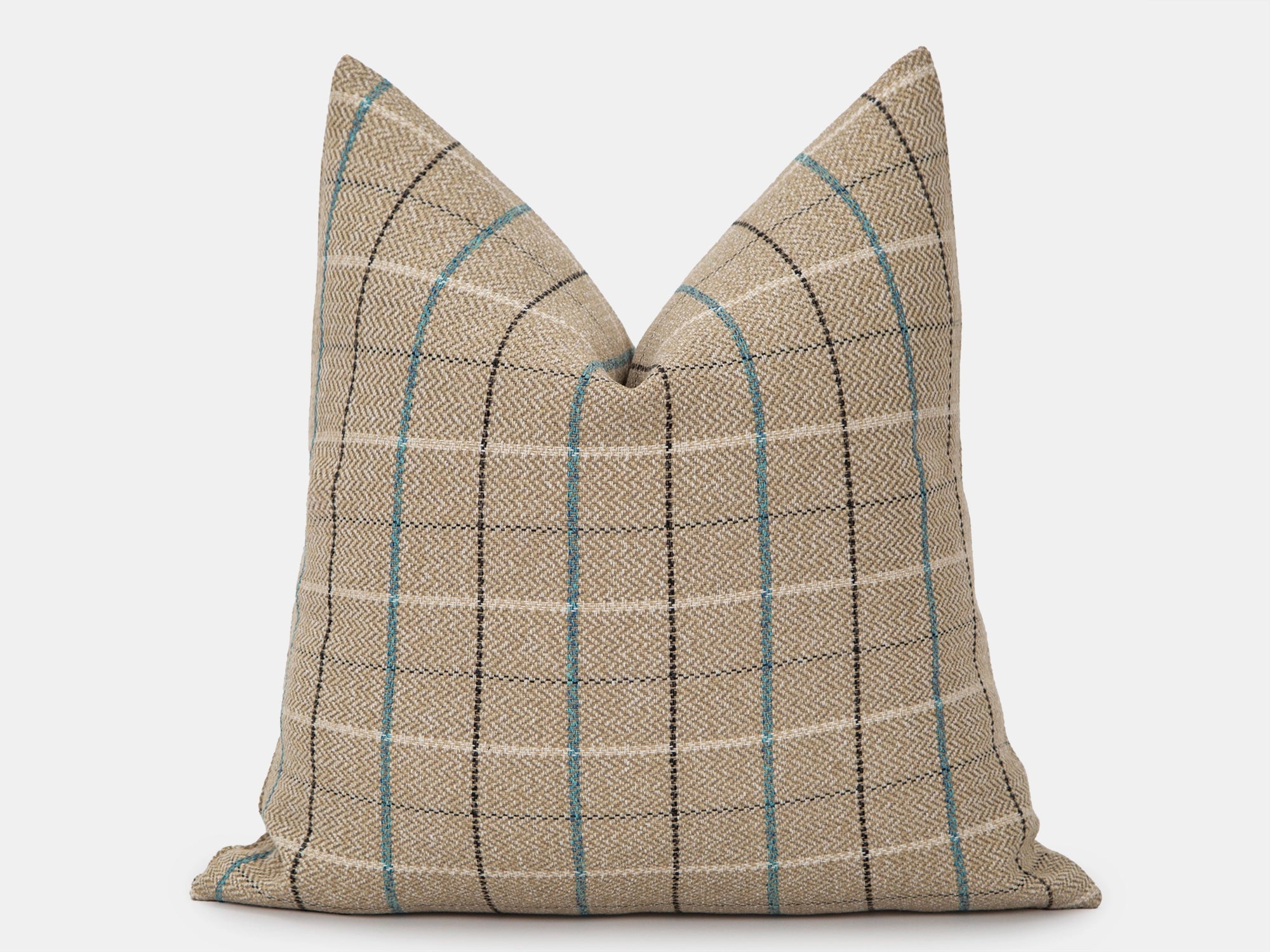 Beige Plaid Pillow Cover