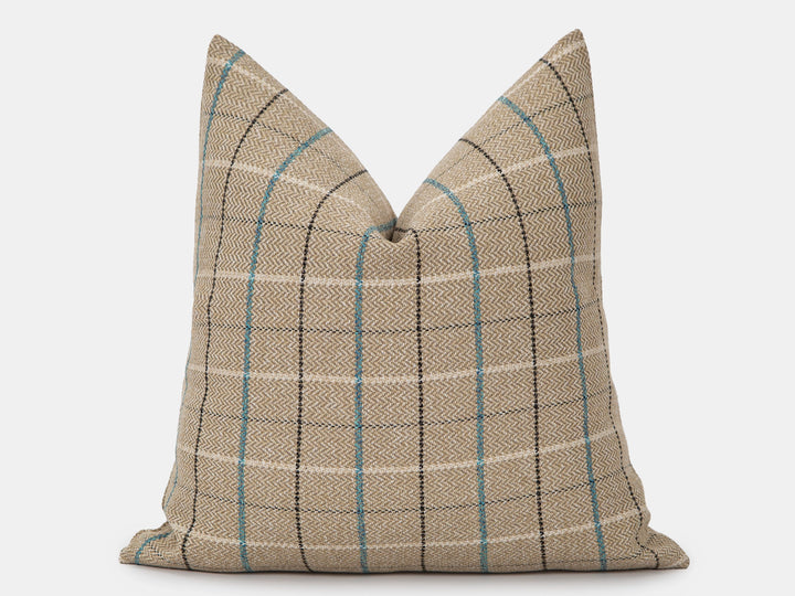 Beige Plaid Pillow Cover