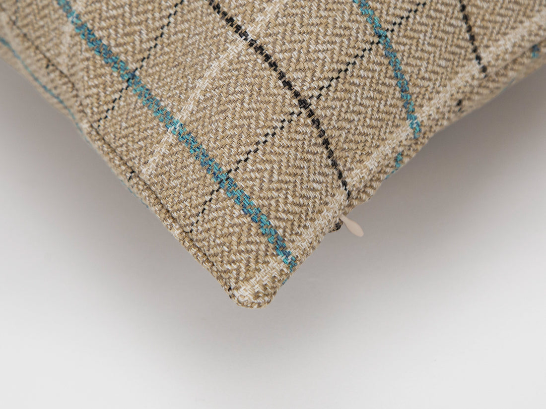 Beige Plaid Pillow Cover