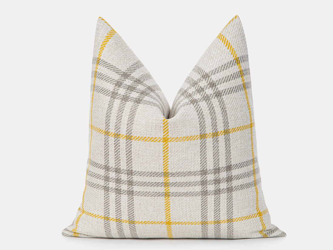 Beige Plaid Pillow Cover