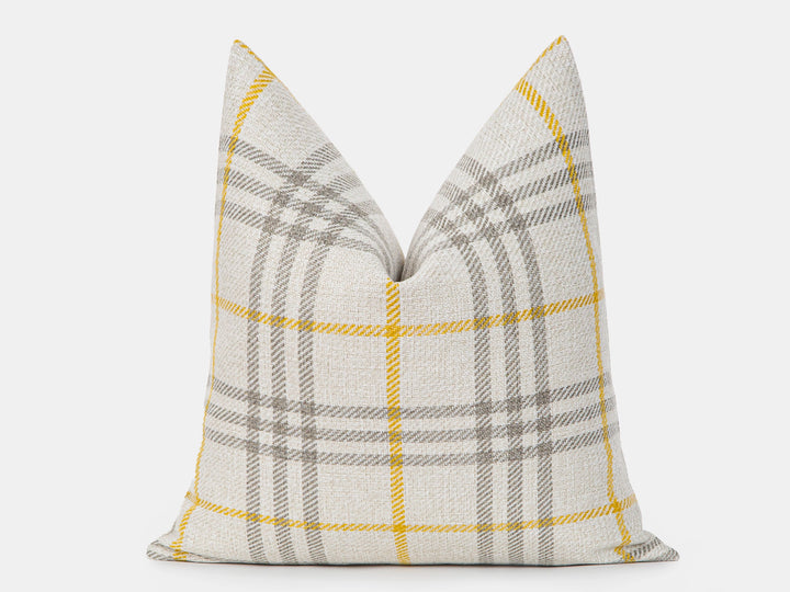 Beige Plaid Pillow Cover