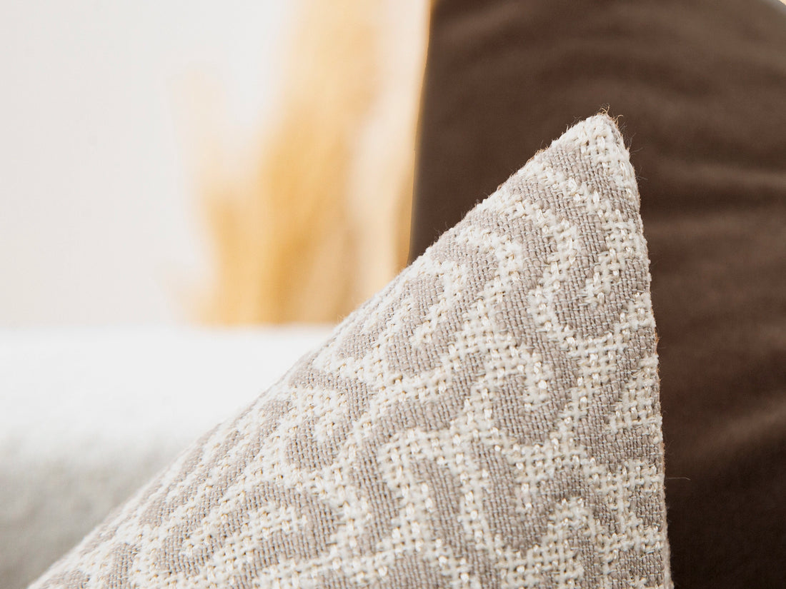 Beige Woven Geometric Pillow Cover