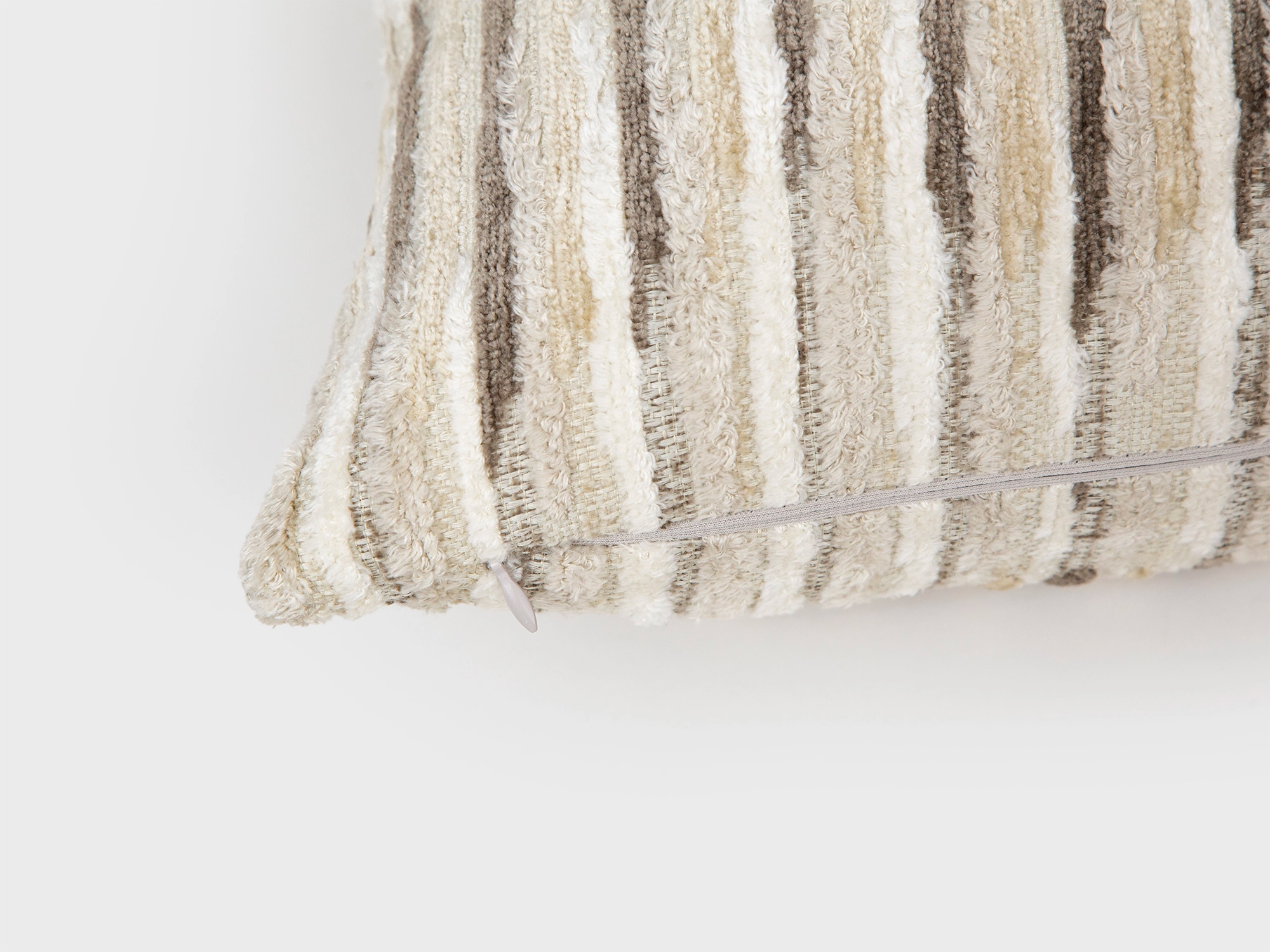 Beige & Taupe Textured Striped Pillow Cover