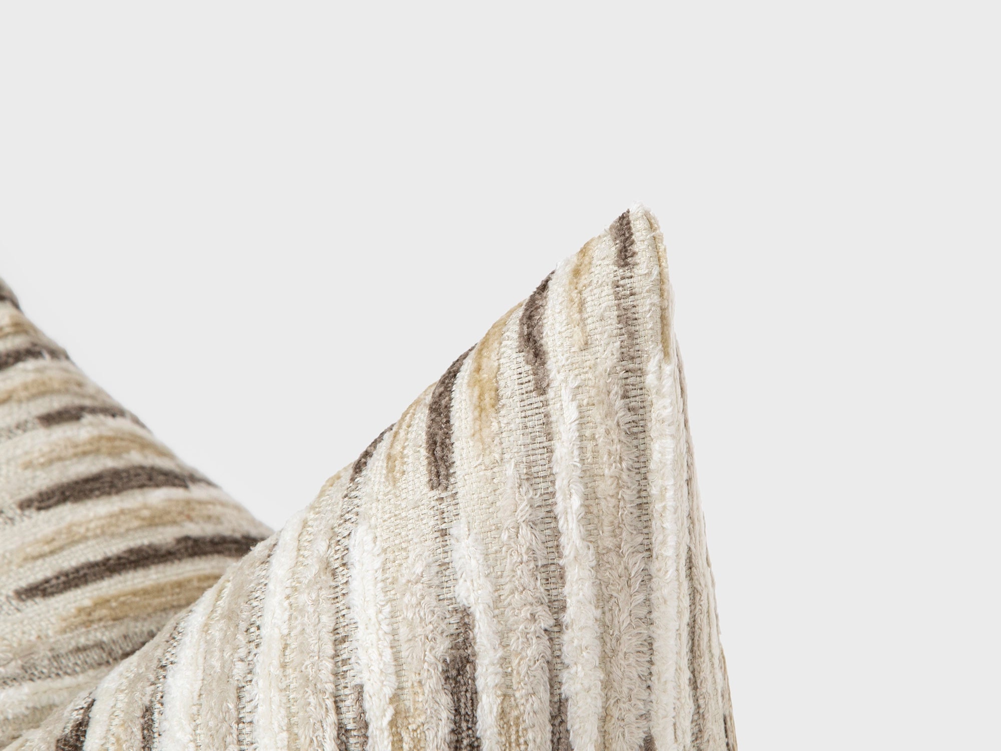 Beige & Taupe Textured Striped Pillow Cover