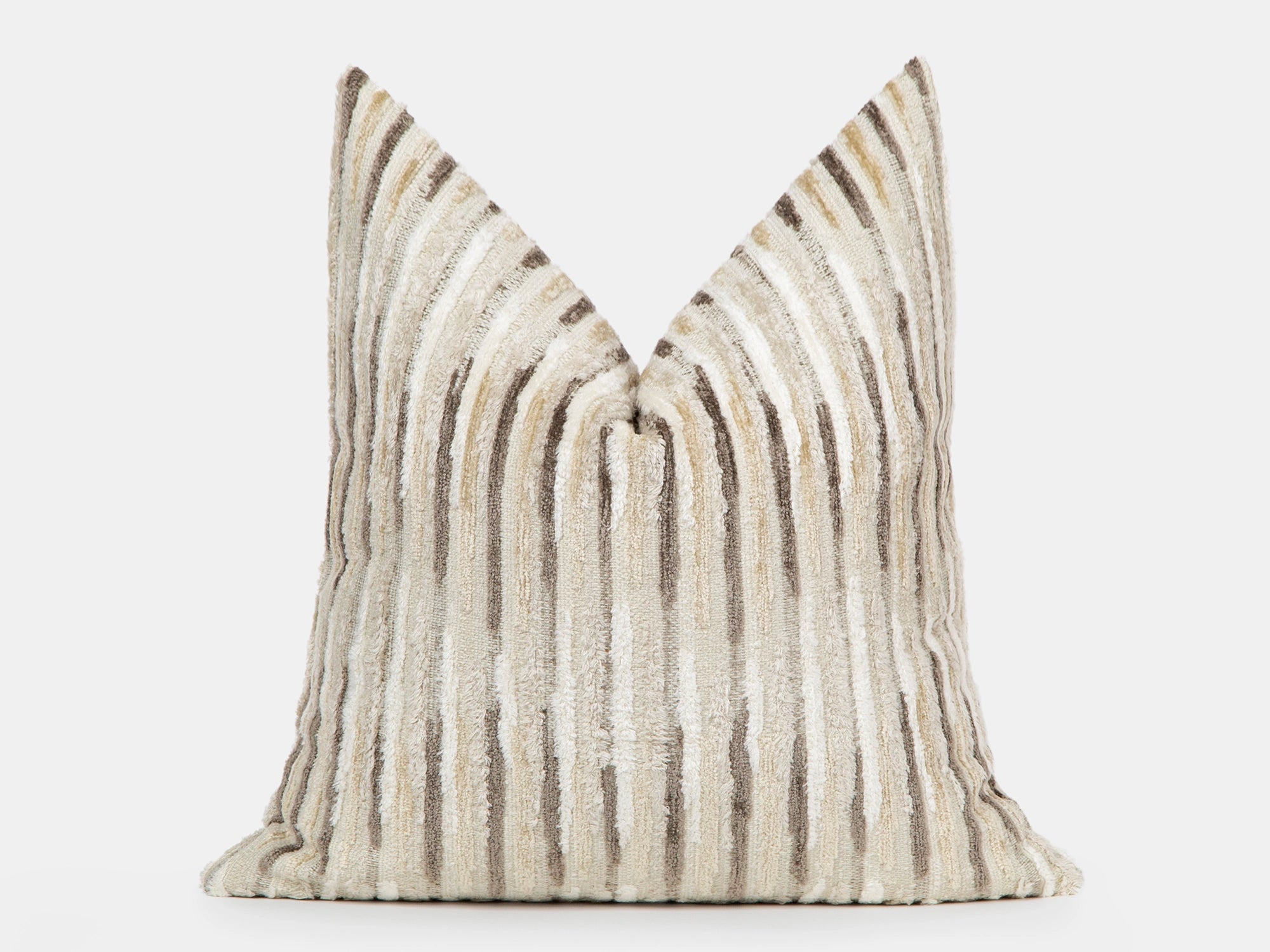 Beige & Taupe Textured Striped Pillow Cover