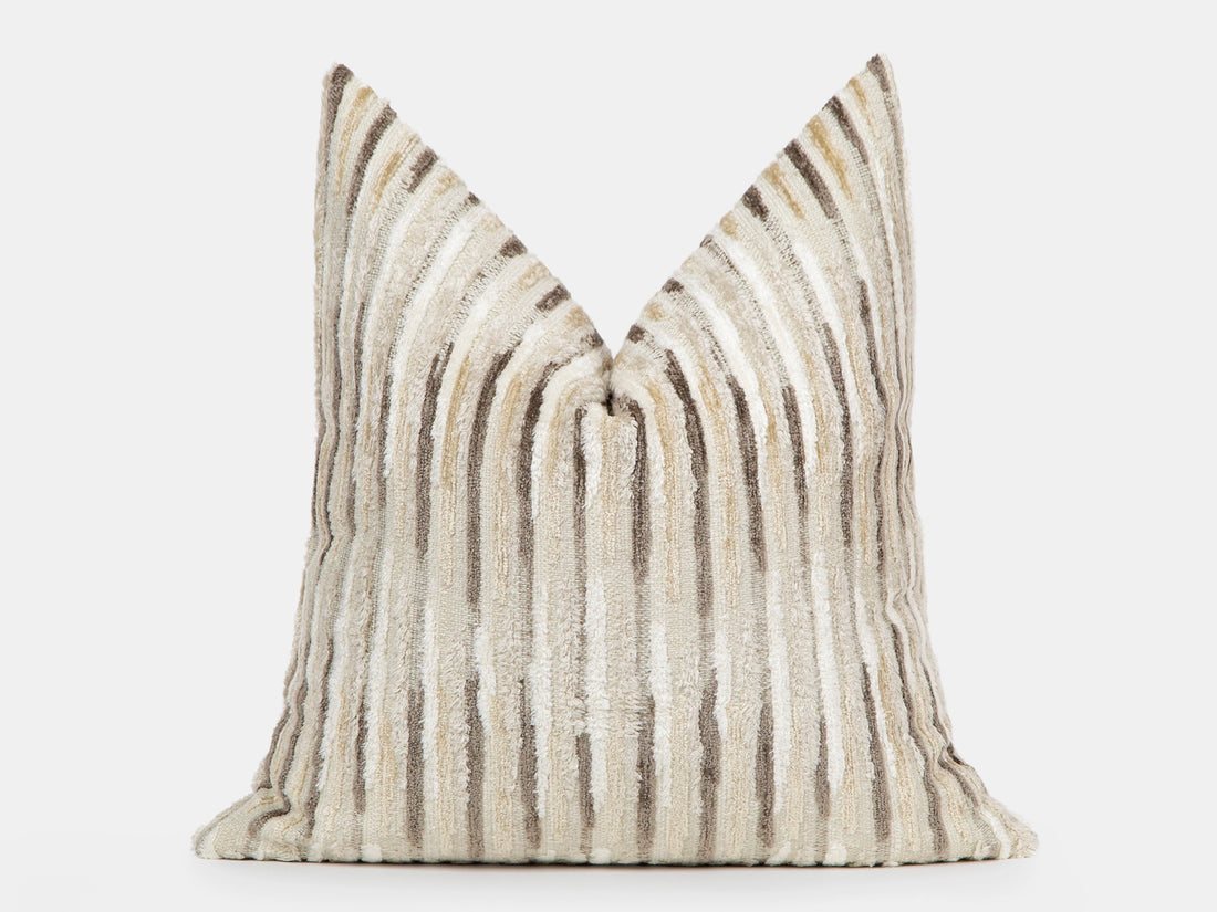 Beige & Taupe Textured Striped Pillow Cover